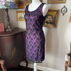 Adrianna Papell Evening Purple with black lace